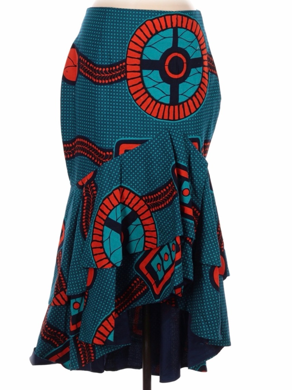 TUFAFII Zila (Tall) Boho African Print High Waisted Mermaid Hi Low Midi Dress